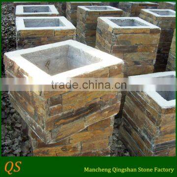 square design slate stone pillar