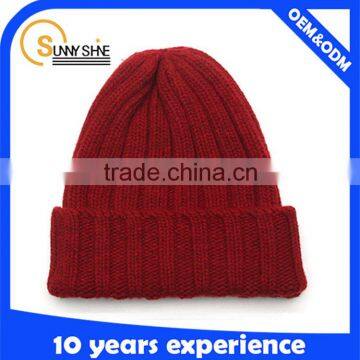 Fashion custom plain winter red knitted beanie hat                        
                                                                                Supplier's Choice