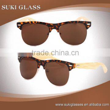 UV400 PC frame sunglasses with bamboo temples