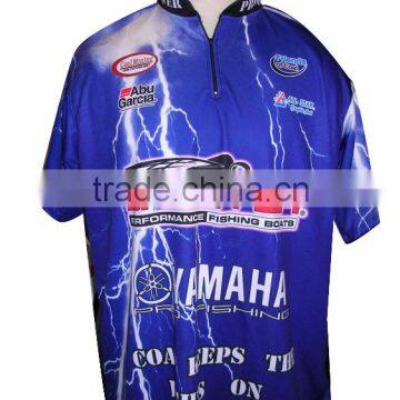 Cusom blue short sleeve sweat wicking half zip polo fishing shirts