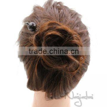 Dark Japanese Vintage Wooden Hairpin Metal Chain Hair Stick photo-3