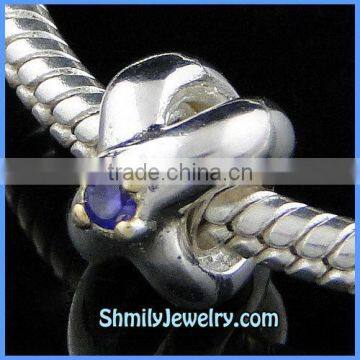 Wholesale Hot Puprle CZ Shiny Crystal Silver Beads BCZ52