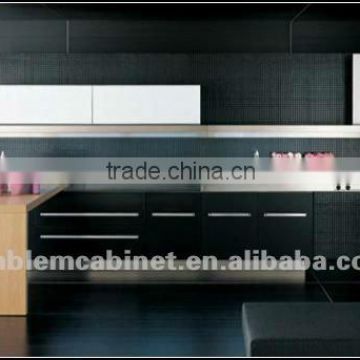 Black Lacquer And Melamine Kitchen Cabinet