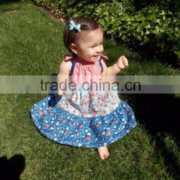 (CD943#RED)2-6Y 2016 top quality sleeveless baby girl dresses beans printed dresses for children