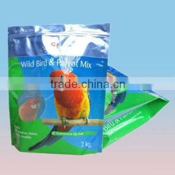 Resealable pet food packaging plastic parrot food bag