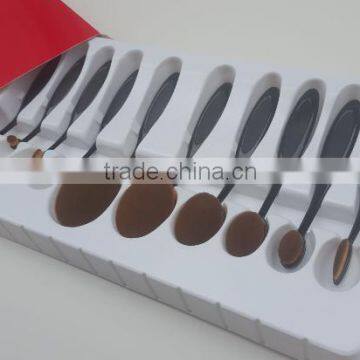 New Products 2016 Oval 10pcs Make up Brush Set With Paper Case photo-2