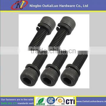 Knurled cap washer head machine screw with hex socket