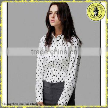 2015 Latest Dots Mature Office Long Shirts Trousers For Women