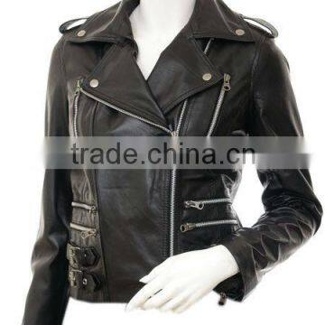Ladies Leather Biker Jacket