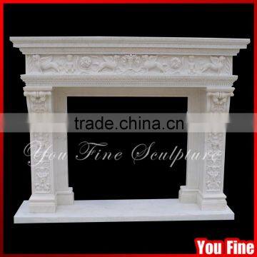 Beautiful Natural Stone Fireplace Surround / Natural Stone Hand Carved Marble Fireplace Mantel Price