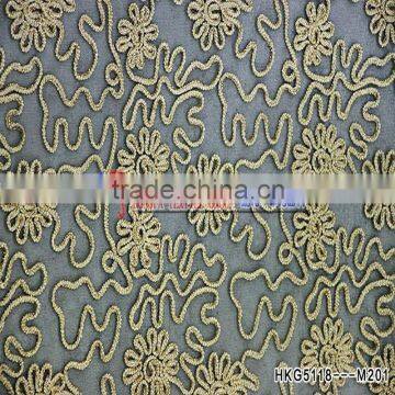 Unique Gold Cord Design Textile French Fabric Lastest Cord Lace Fabric