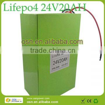 24V 20ah lifepo4 battery pack for electric bicycle