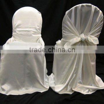 White bag style chair cover&satin self-tie chair cover for wedding