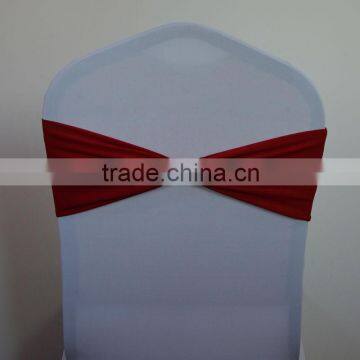 Dark red convenient wedding spandex sash/ band with fabric bow for sales