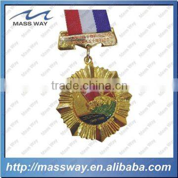 Die casting zinc alloy custom embossed 3D metal medal with ribbon