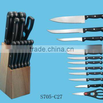 stainless steel steak knives with wooden block