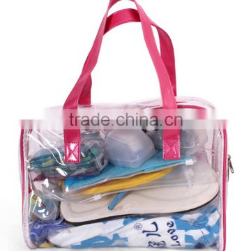 2016 Pvc fashional beach bag stock pvc coated bag fabric cosmetic pvc bags