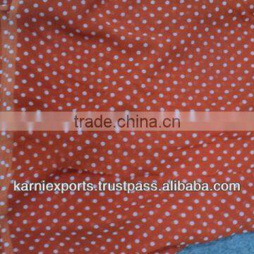 POLKA DOTS PRINTED POLYESTER GEORGETTE FABRICS orange color matching PRINT POLKA DOTS SUPER QUALITY FABRICS GEORGETTE PRINTED