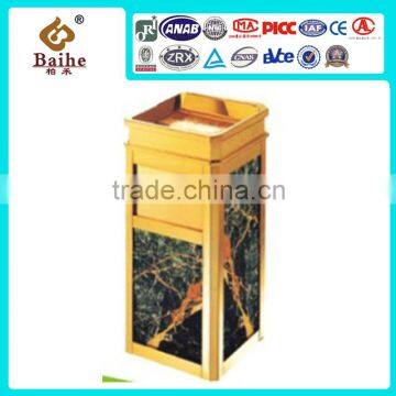 2016 Marble steel decorative square ashtray waste can, gold waste bin