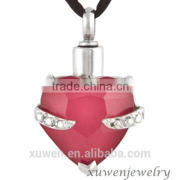 rose heart stone 316l stainless steel jewelry cremation ashes pendant