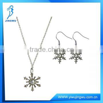 2015 New Snowflake Silver Pendant and Earrings Jewelry Set