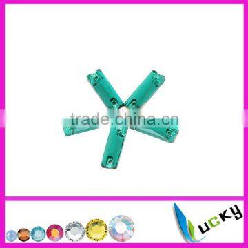 Hot sale highest quality sew-on crystal beads number 3072# Rectangle shape Emerald color for garment