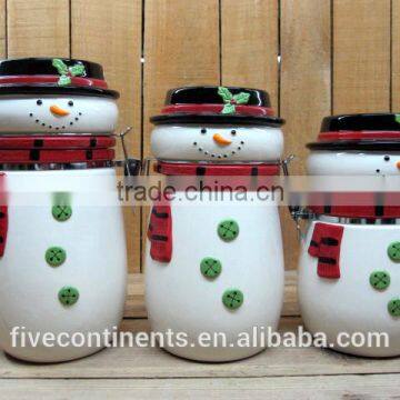 Christmas Snowman Airtight Cookie Jar