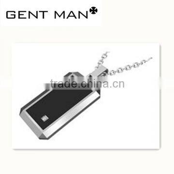 Simple style 316L stainless steel and CZ dog tag pendant for men