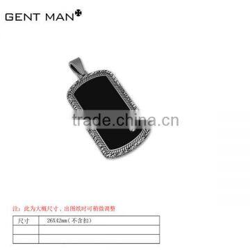 42*26mm high quality black dog tag pendant with cz