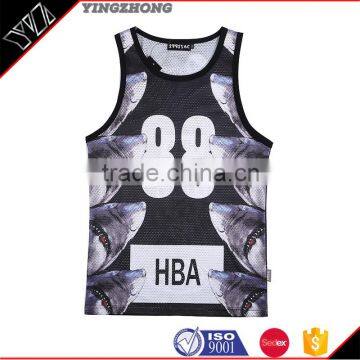 2016 Hot Sale Latest Design 3D Sublimated Tank Tops/180 Gsm Slim Fit Screen Printed Gym Singlet/ Stringer Vest for Men's photo-6