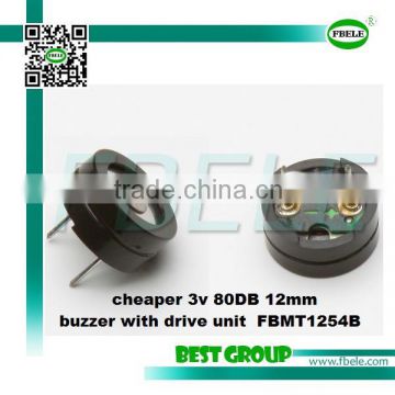 cheaper 3v 80DB 12mm buzzer with drive unit FBMT1254B