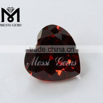 Wholesale Price Good Quality Faceted Heart Cut Garnet Synthetic Cubic Zirconia