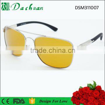 Good quality man metal anti blue ray sunglasses yellow lens block blue light sunglasses