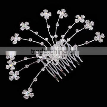 Bridal Wedding Flower Crystal Rhinestones Diamante Women Hair Clip Comb Hair Accesories