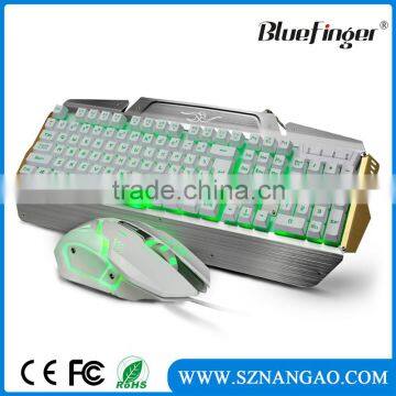 Factory price for Alloy USB wired keyboard with green blue led backlit