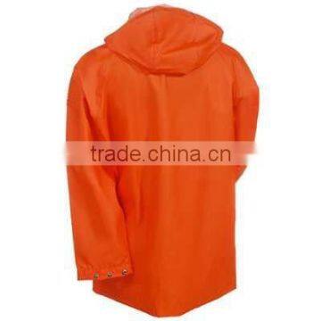 Orange Waterproof Seamless Polyester Rain Jacket photo-3