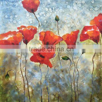 SH013 Factory Price Home Goods Wall Art Flower Glass Canvas Oil Painting