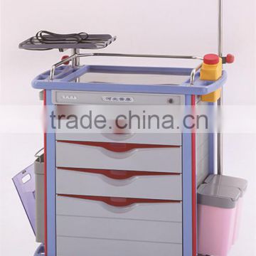 ABS emergency trolly with drawers, hospital trolley, medical trolley