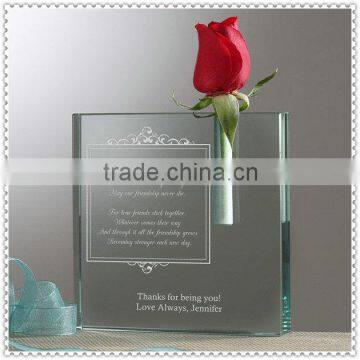 Engraved Jade Glass Crystal Vase For One Flower Decoration