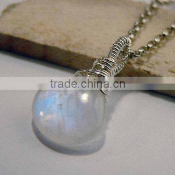 falak gems Rainbow Moonstone, Wire Wrapped, Gemstone Pendant