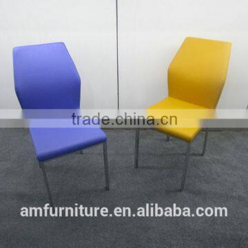 Comfortable Modern Design Pvc Seat Power Coating White Legs Dining Chairs