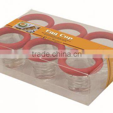 SINOGLASS 6 Pcs With silicone ring glass egg cup