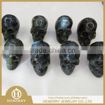 Cheap wholesale hand made natural gemstone labradorite carved decoration skull for sale,crystal skull healing