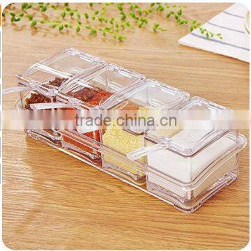 4pcs Clear Spice Rack Organizer Spice Jars Acrylic Condiment Holder Seasoning Box Storage Container Spices and Seasonings Set wi