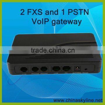 2 FXS and 1 PSTN line for traditional telephone service