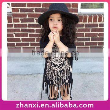 Pretty tassels long t-shirt casual girls cotton short-sleeved shirt dresses