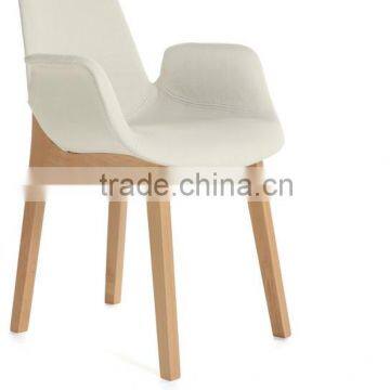 Customize wooden dining chair beige fabric restaurant furniture chair