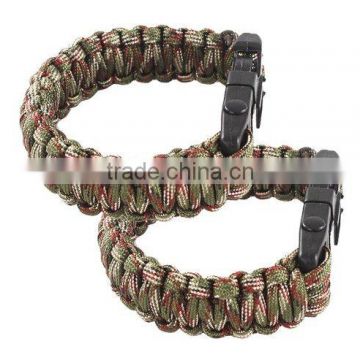 Fashion Self Resue Survival bracelet paracord with fire starter buckle compass