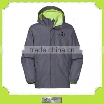 custom men's grey heavy waterproof nylon jacket