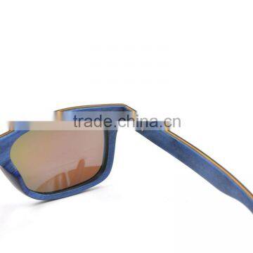 Blue Lens Wooden Fishing Eyewear Colorful Wooden Sunglasses for Women
